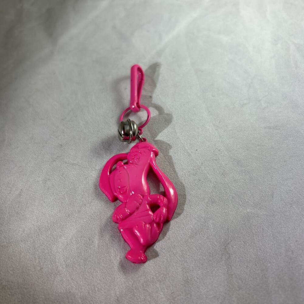 Vintage 1980 neon pink dog bell charm